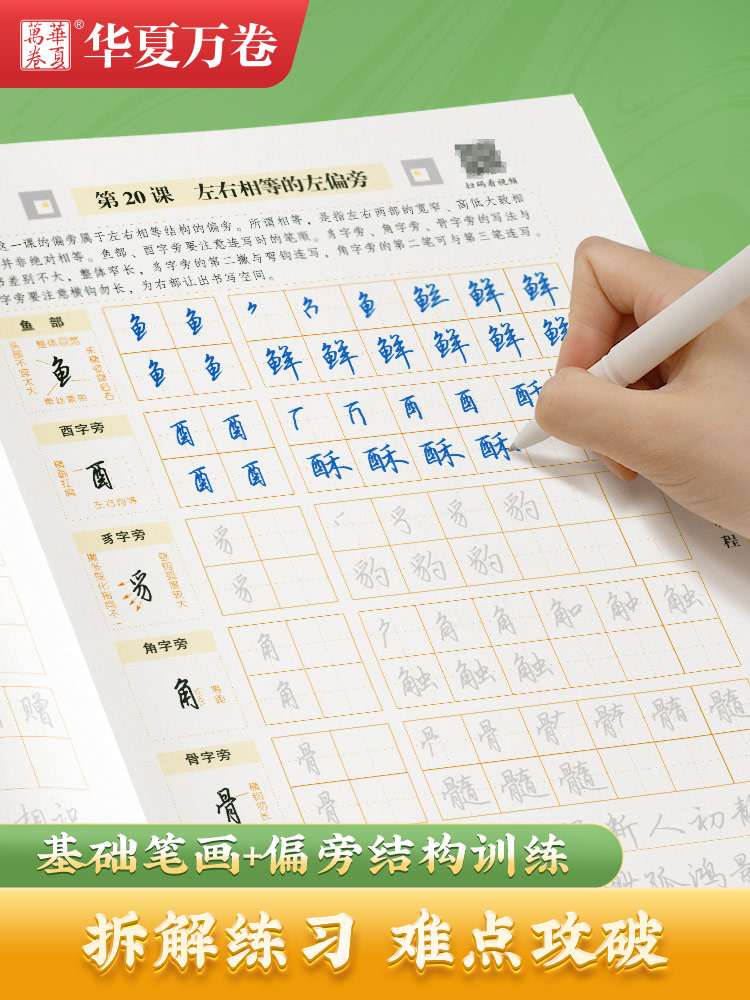田英章行书练字帖成年速成硬笔书法临摹字帖华夏万卷成人钢笔入门中学生大人男连笔字描红行楷一本通笔画偏旁初学者女生大气练字本 - 图2