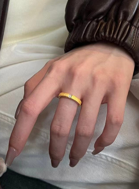 微奢妙珠5G黄金拉丝锆石戒指