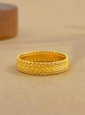 5G黄金腰缠万贯戒指女999足金喜欢镂空气质指环纯金食指戒送女友