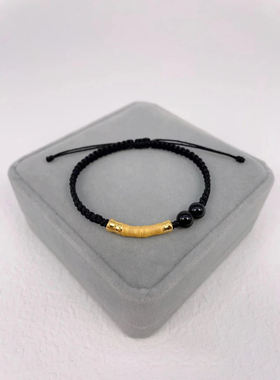 微奢妙珠情侣款足金黄金手链