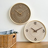 Sun fabric Japanese style living room bedroom wooden silent wall clock