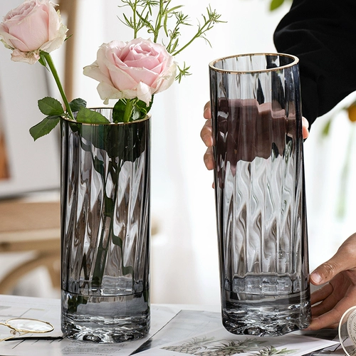 Легкая роскошная простая стеклянная ваза Прозрачная сеть красного цилиндра вертикальное цветочное сухое цветочное вставка цветочная бутылка гостиная декоративные украшения