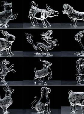 水晶十二生肖鼠牛虎兔龙蛇马羊猴鸡狗狗猪摆件工艺礼品属相装饰品