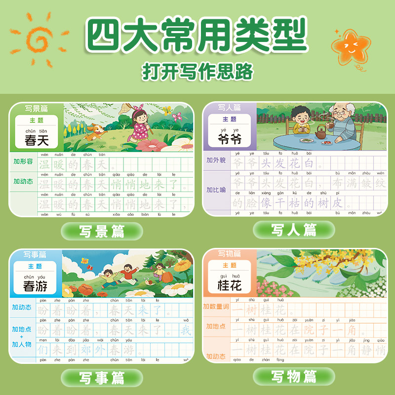 扩句法写作文练字帖每日晨读看图写话一二年级专项训练每日一练人教版小学生语文提升写作技巧加词法范文大全满分素材练习本字帖贴