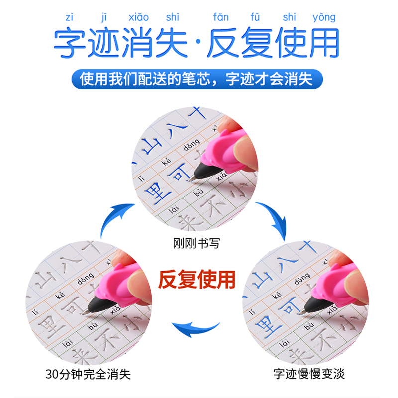 三年级四年级字帖小学生人教版语文课本同步生字凹槽练字本上下册每日一练魔法练字神器正楷速成21天3-4儿童楷书练习写字练字帖贴 - 图1