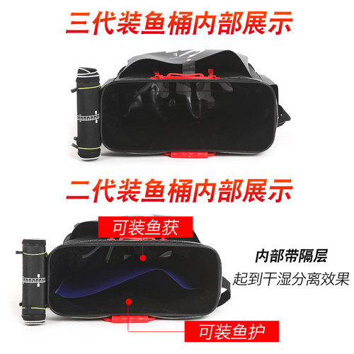 加厚装鱼桶鱼护桶防水多功能钓鱼桶大号鱼箱活鱼桶便携折叠渔具包 - 图2