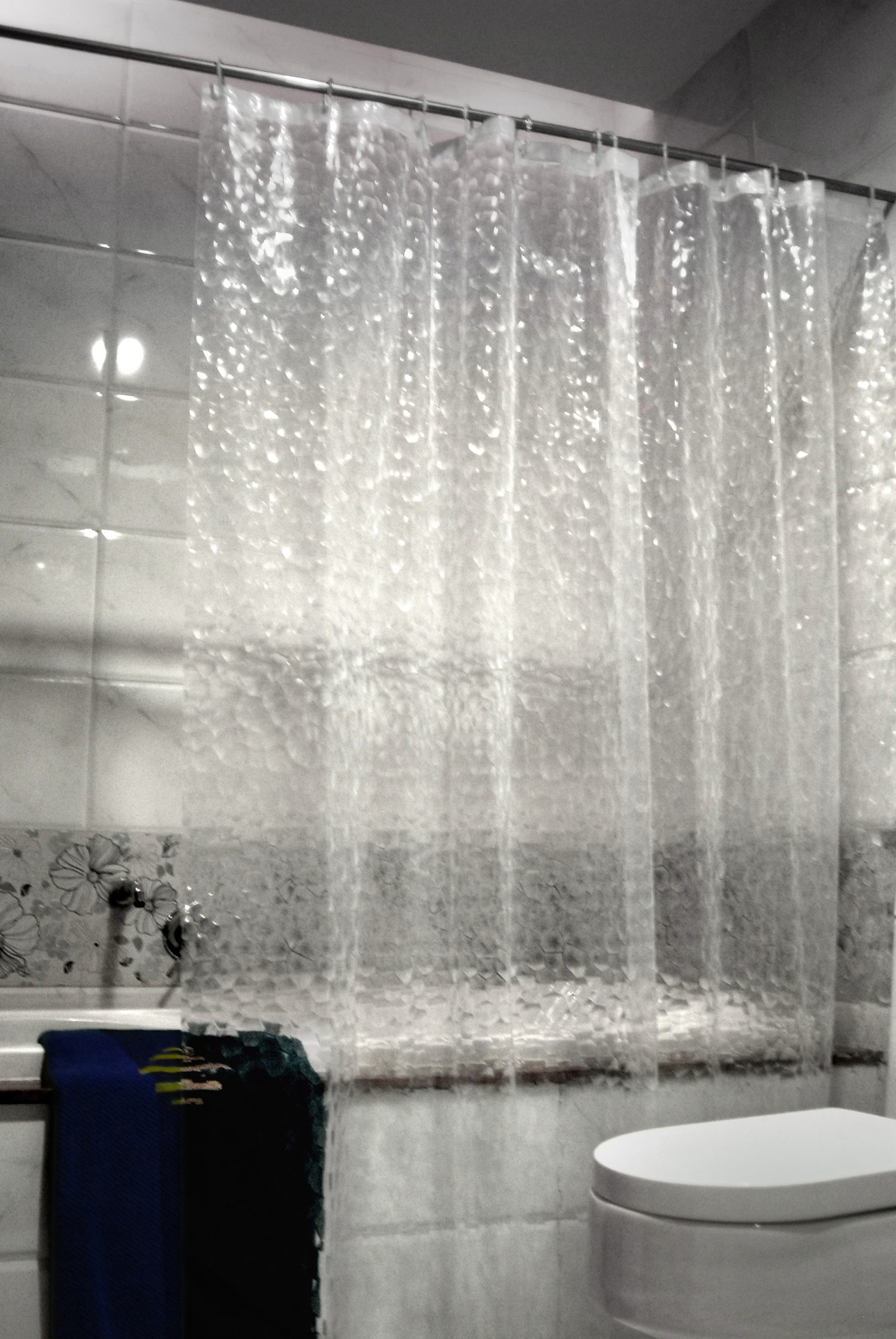 3D water cube translucent shower curtain waterproof curtain-图1