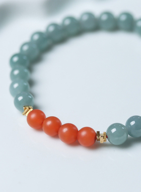 见欢喜蓝水翡翠南红手链
