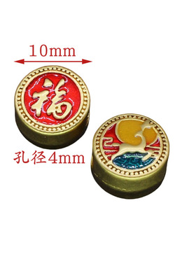 古法沙金小配件珐琅彩福禄福鹿招财开运隔珠diy手工项链饰品配件