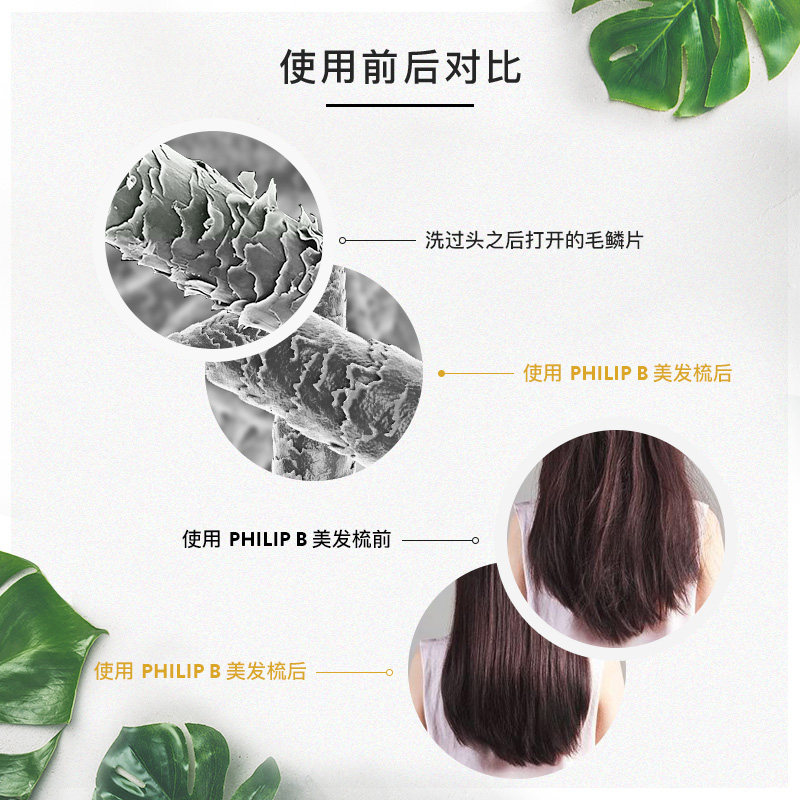 美国philip b桃木猪鬓高级美发梳 PhilipB海外发膜/护发产品