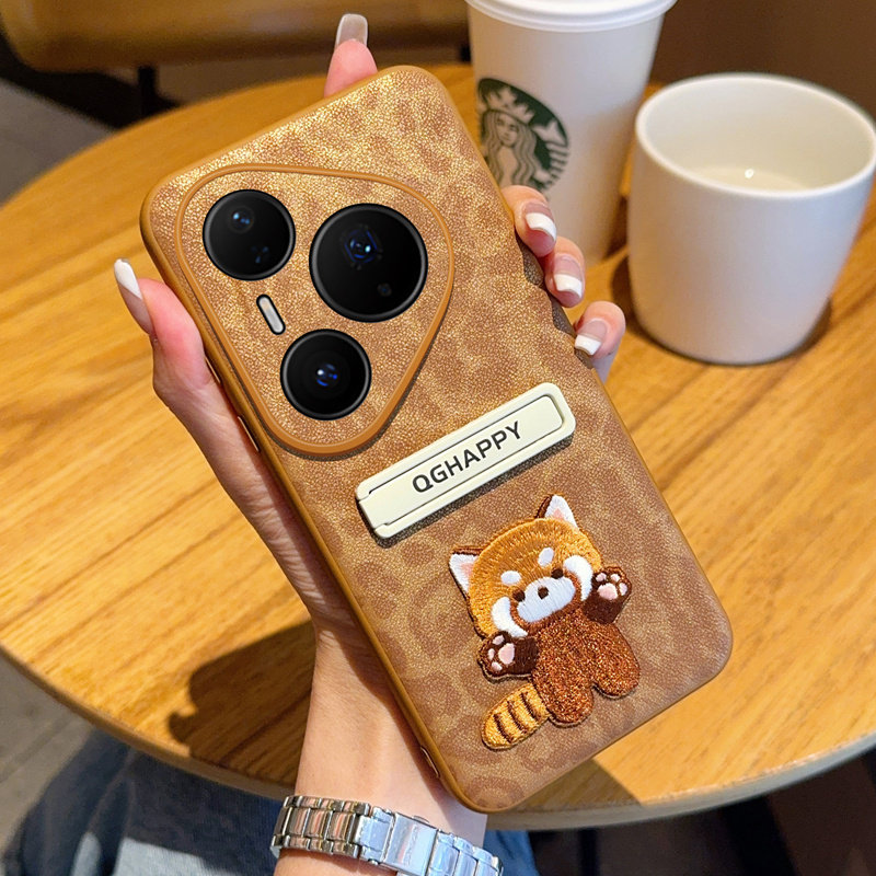 适用华为pura80手机壳新款卡通刺绣猫Pura70pro+潮流豹纹皮美拉德棕p80ultra素皮外壳5g带支架防摔保护套女,淘宝优惠券,粉丝福利购,淘宝优惠卷