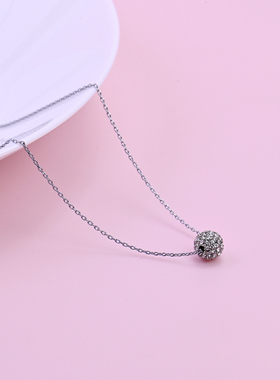 银色圆球日常通勤网红百搭项链女