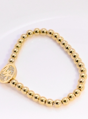 欧美瑕疵处理字母镶钻圆盘手链