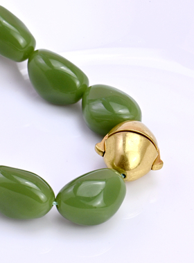 绿色做旧亚光金设计夸张高级项链