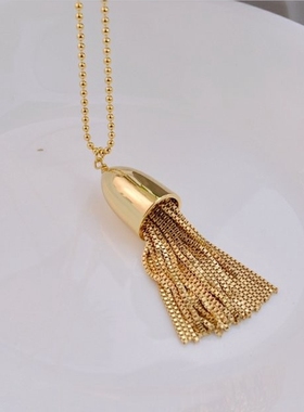 现货时尚风18k金流苏长款毛衣链