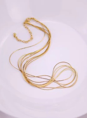 高端潮品气质多层细丝金属项链冷淡风简约优雅颈链高级感质感镀金