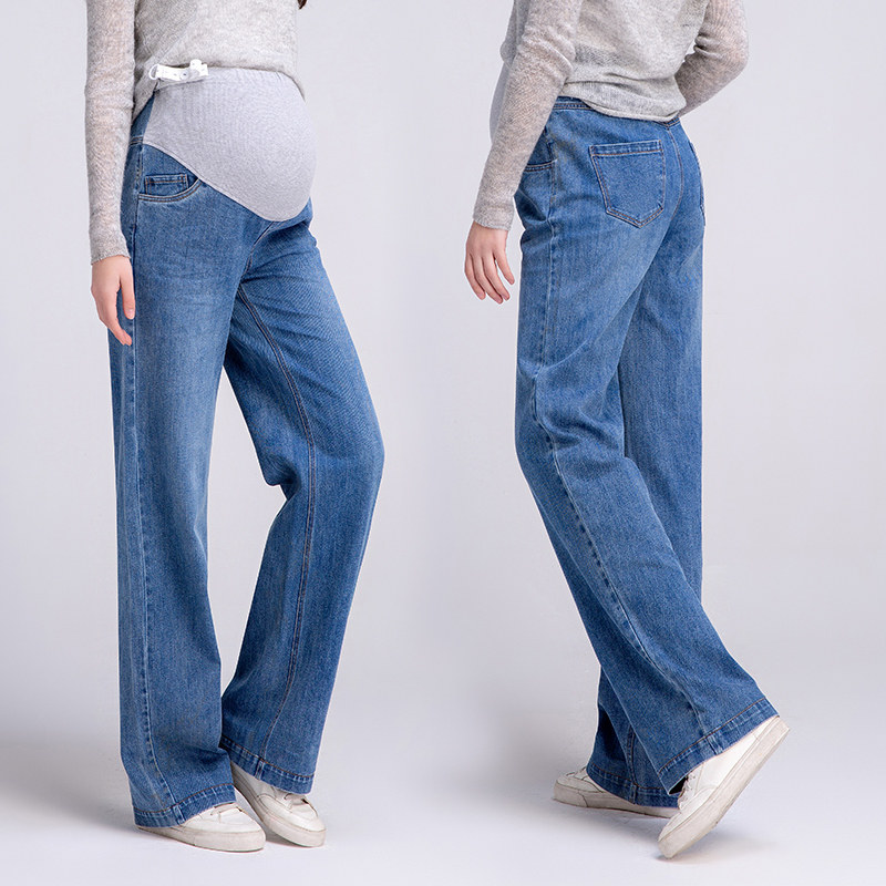 孕度轻奢孕妇阔腿裤2020春秋牛仔裤 yumduvm孕度孕妇阔腿裤