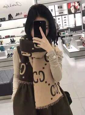 香港高端cc家新款女士仿羊绒围巾脖套保暖韩版双面加厚百搭Brand