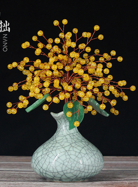 天然红玉髓乔迁送礼欧式风招财树