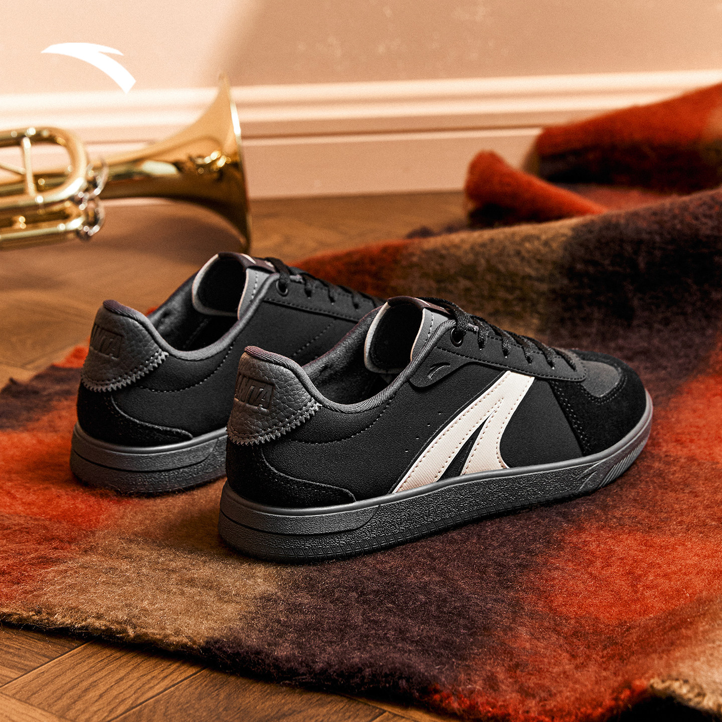 安踏德训鞋黑色运动鞋女TT鞋薄底女鞋2025新款平底运动鞋休闲板鞋,淘宝优惠券,粉丝福利购,淘宝优惠卷