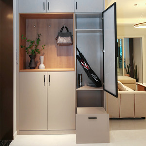 掌上明珠家居现代简约定制玄关柜入户鞋柜储物衣帽一体门厅柜定制