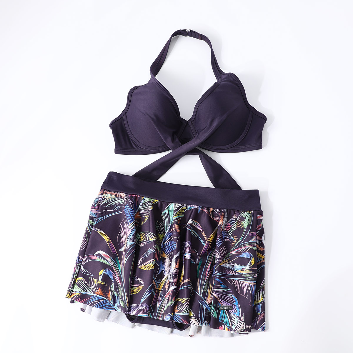 安莉芳官方奥莱热带印花带杯承托分体泳衣EBRA显瘦遮肉裙装游泳衣 - 图2