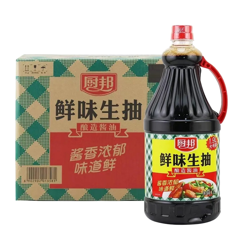 厨邦酱油鲜味生抽1.9L*6桶整箱黄豆酿造酱油商用炒菜点蘸卤味