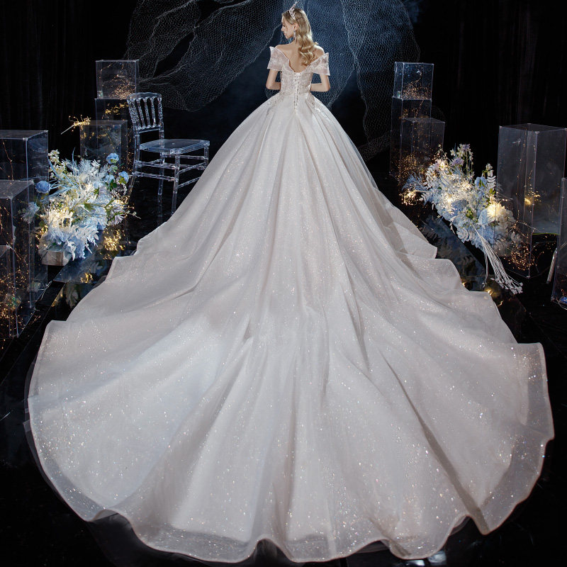 主2020新款气质一字肩结婚孕妇婚纱 玖世新娘婚纱