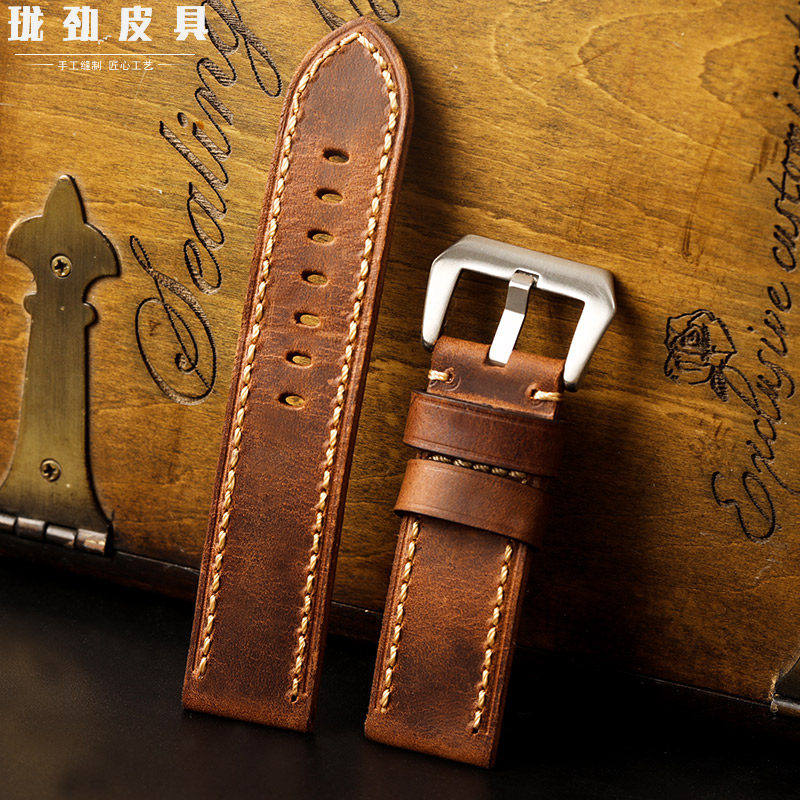 卡西欧沛纳海精工天梭男牛皮表带 珑劲皮具配件