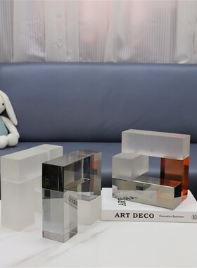 北欧创意简约e立体水晶拼接方形摆件办公室书房玄关客厅家居装饰