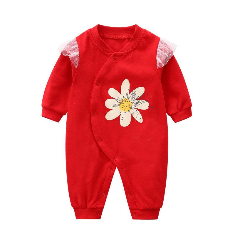婴儿春秋新款外出连体衣过年红色 善婴坊连身衣/爬服/哈衣