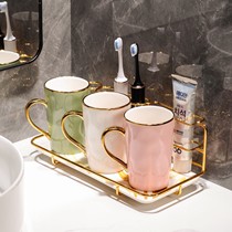 Nordic light lavish toothbrushing cup family of three-mouth wash cup Home Jane about gargle cup lovers toothbrush cup shelve