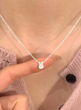 999足银兔子锁骨链女甜美百搭