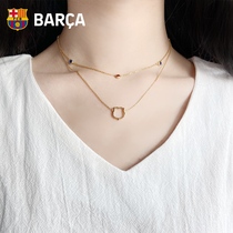 Barcelona club official merchandise -- Barcelona girls necklace lock bone chain female fans Valentines Day gift