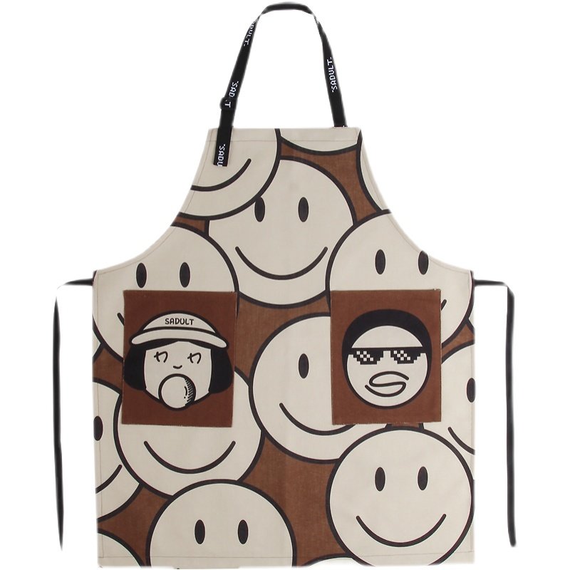 可爱做饭围裙厨房家用围腰棉麻奶茶烘焙咖啡店防水防油罩衣工作服,淘宝优惠券,粉丝福利购,淘宝优惠卷