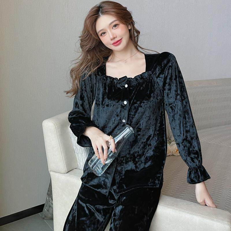 金丝绒睡衣女士秋冬季性感长袖两件套装宽松显瘦家居服可外穿保暖,淘宝优惠券,粉丝福利购,淘宝优惠卷