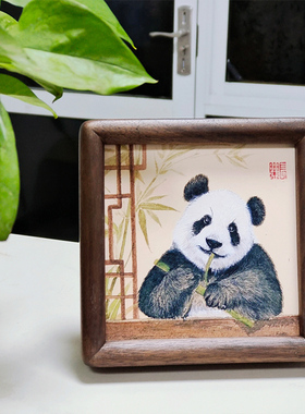 绢卡黑胡桃实木书法相框摆台高级