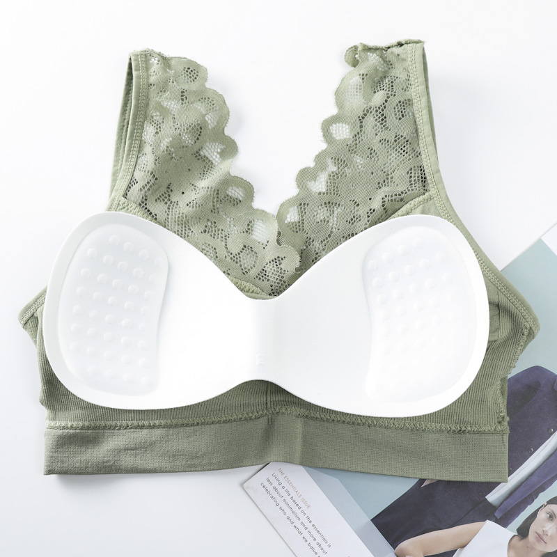 玲语溪旗舰店蕾丝美背中老年内衣女无钢圈小胸聚拢胸罩性感大码胖mm背心式文胸3