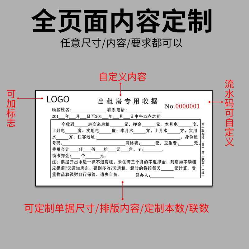 10本装房租水电费收据出租房水电收费单租房租金二联房东收租本酒店入住登记单宾馆住宿专用票据旅客押金表 - 图3