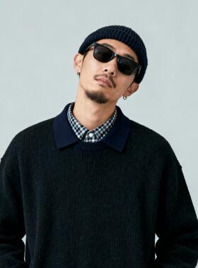 秋冬短款圆顶针织毛线帽男女保暖套头冷帽薄款瓜皮帽雅痞水手帽子