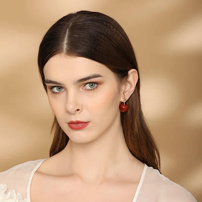 车厘子ins风红色网红银针仿真耳环 艾曼尼诗耳环