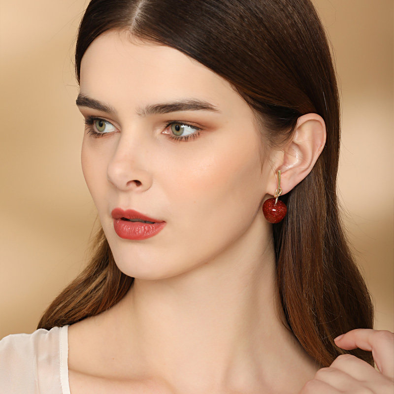 车厘子ins风红色网红银针仿真耳环 艾曼尼诗耳环