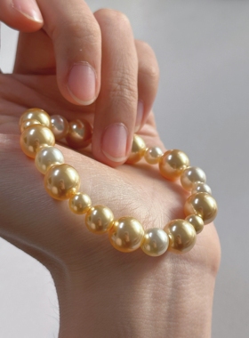 ERSHI尔时｜南洋 原创设计简约通勤浅金珍珠s925银弹力手链手串