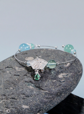 ERSHI尔时｜泽隐 原创设计海蓝宝祖母晶925银简约可拆卸吊坠手镯