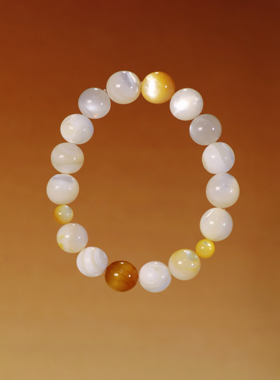 ERSHI尔时｜朝颜 原创设计白月光蝶贝金虎眼串珠手链手串情侣礼物