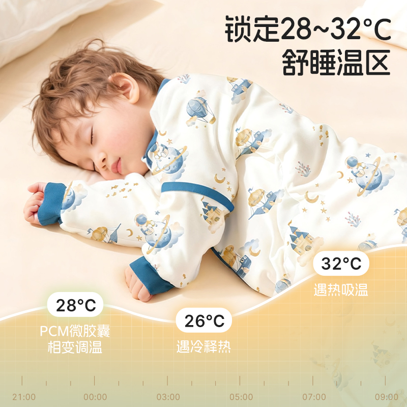 [暖姜]婴儿睡袋分腿春秋冬款加厚宝宝纯棉儿童恒温防踢被四季通用