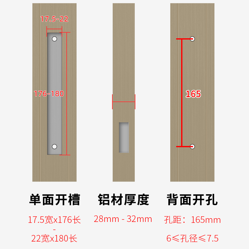 老式90铝合金门窗钩锁移门锁扣彩铝窗户勾锁阳台推拉门挂钩卡扣锁-图2