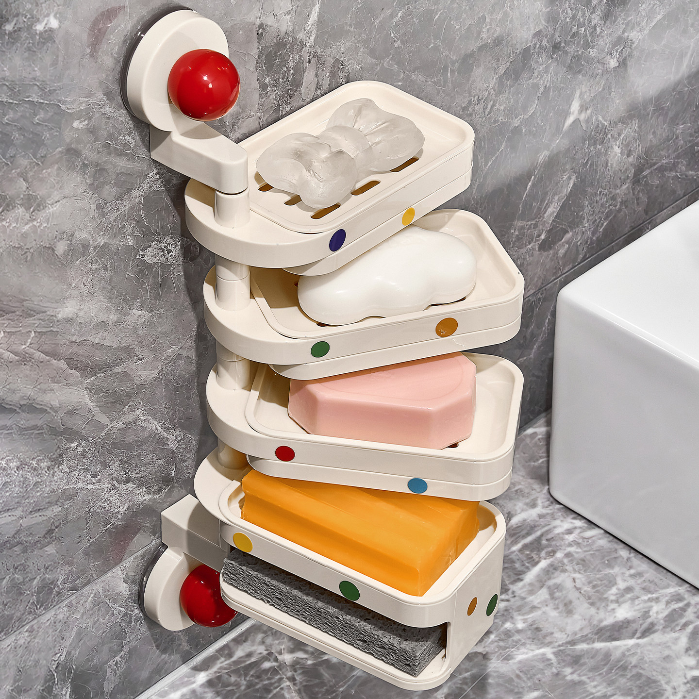 吸盘旋转肥皂盒壁挂式免打孔香皂盒置物架2025新款卫生间多层沥水,淘宝优惠券,粉丝福利购,淘宝优惠卷