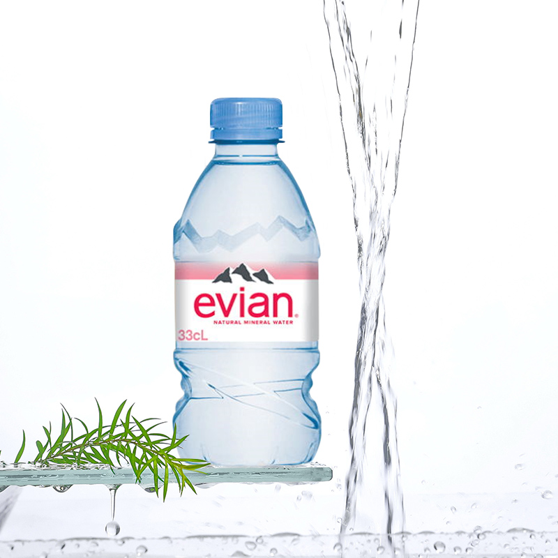 法国进口evian依云弱碱性饮用天然矿泉水330ml/500ml*24整箱