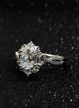 北极星1.5克拉椭圆戒指时尚豪镶